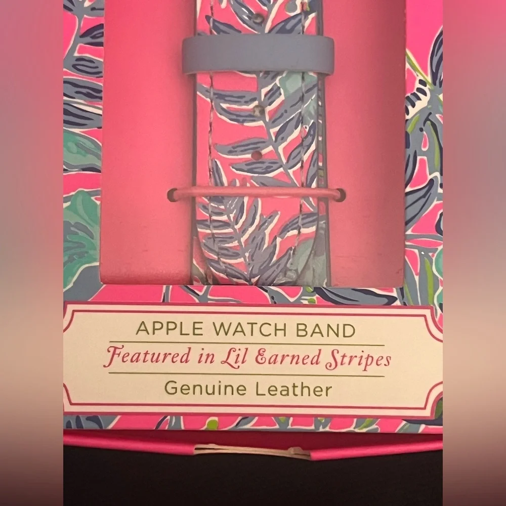 Lilly Pulitzer Leather Featured in Lil Earned Stripes print Apple Watch Band - Picture 3 of 5
